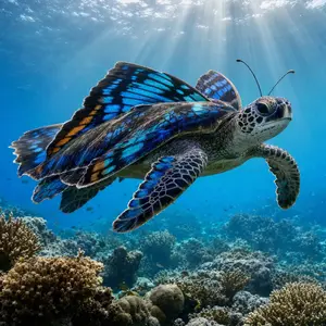 Butterfly + Sea turtle